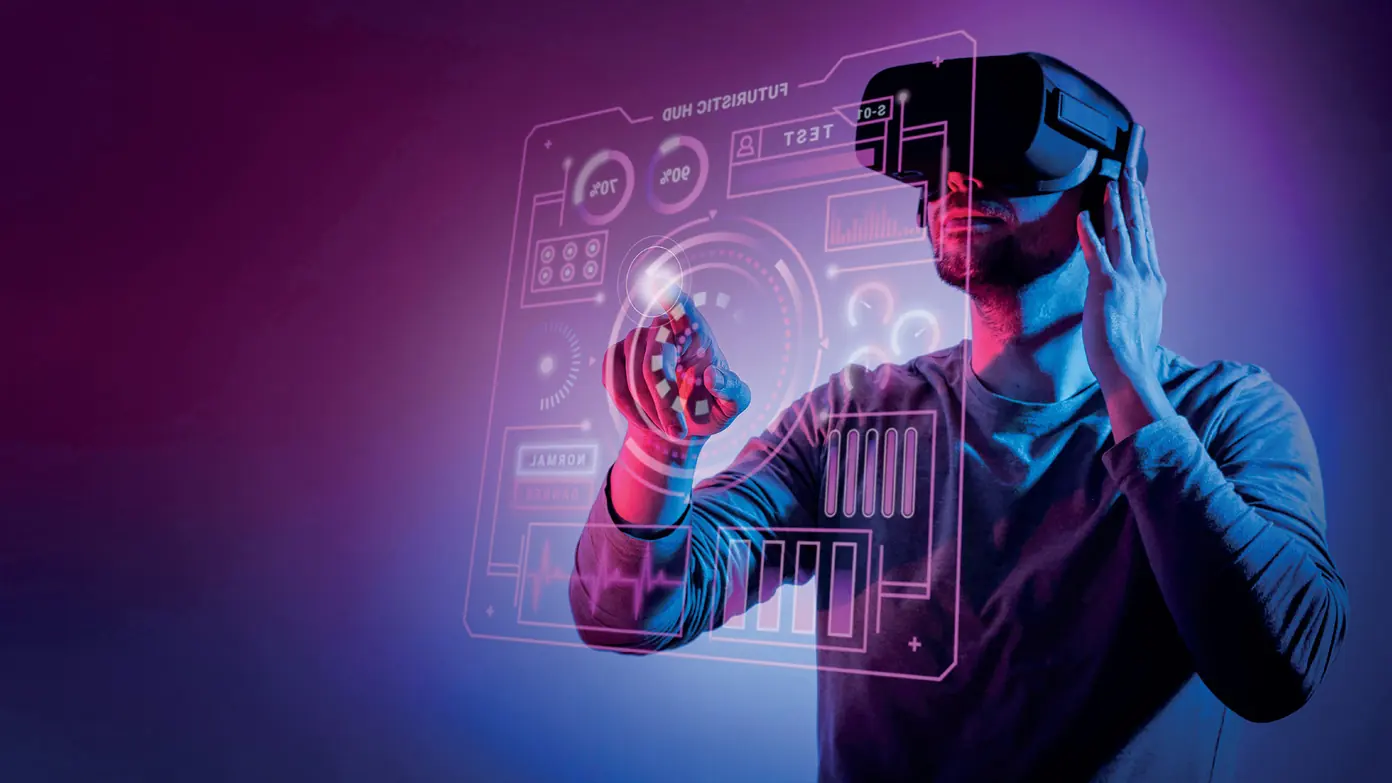 Utilisateur manipulant une interface holographique